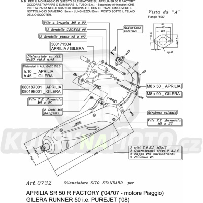 Výfuk Leo Vince Aprilia SR 50 R FACTORY Piaggio engine 2004 - 2012 SITO LVKN31-0732