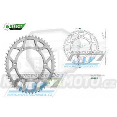 Rozeta řetězová (převodník) Dural 0460-49zubů ESJOT 51-32024-49 - barva stříbrná - Kawasaki KX125+KX250+KX500 +KXF250+KXF450+KDX175+KDX200+KDX220R+KDX250+KLX250R+KLX250 D-Tracker +KLX250+KLX250SF+KLX300+KLX450R+KLX650R + Suzuki RM-Z250