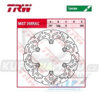 Kotouč brzdový TRW MST248RAC (267/132/6D) - zubatý design - Yamaha SR125+RD+SR400+XP500+XJ600+SRX600+YX600+XJ650 + FZ750+FZR750+FZX750+XJ750+XV750 Virago + TDM900+XJ900+FZR1000+FZS1000 Fazer+XV1000 Virago+XV1100 Virago + BT1100+XJR1200+XJR1300+XVS130