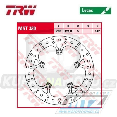 Kotouč brzdový TRW MST380 (260/121/5D) - Suzuki AN250 / 07-08 + AN400Burgman / 03-17 + AN650Burgman / 02-12