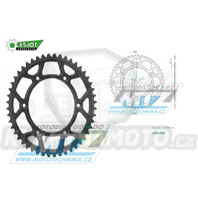 Rozeta řetězová (převodník) Dural 0251-48zubů ESJOT 51-32001-48BP - barva černá elox - Yamaha YZ125+YZ250 + YZF250+YZF400+YZF426+YZF450+YZF450X + WRF250+WRF400+WRF426+WRF450 + TTR230 + Honda XR250+XR350+XR500 + XL250+XL400+XL500
