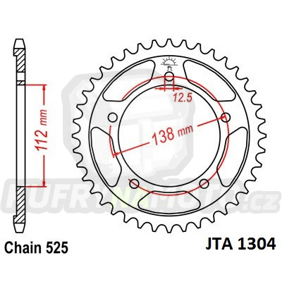 Hliníková řetězová rozeta JT JTA 1304-43 43 zubů, 525