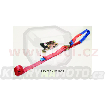 upínací popruhy pro uchycení vozidel za ráfky (50 mm, 2 m, 5 t, řáčna + otočný hák, hák + oko) - ČR