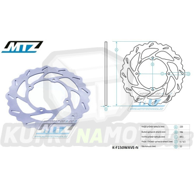 Kotouč brzdový MTZ nerezový - zubatý desing Wave - Honda CR80 / 96-02 + CR85 / 03-07 + CRF150R / 07-24