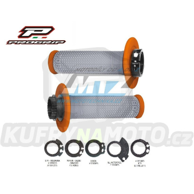 Rukojeti/Gripy Progrip 708 LOCK-ON 2takt+4takt (ODI SCS) včetně 5 nástavců - šedo-oranžové