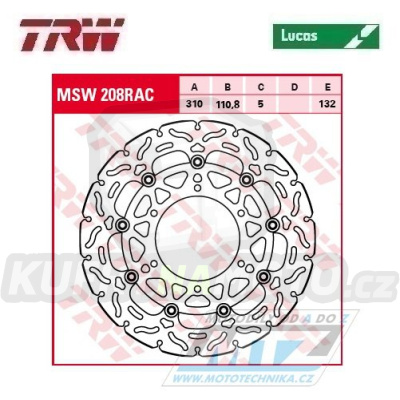 Kotouč brzdový plovoucí TRW MSW208RAC (310/110,8/6D) - zubatý design - Suzuki GSX1000S Katana / 15-19