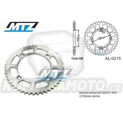 Rozeta řetězová (převodník) Dural 0215-48zubů MTZ stříbrná - Honda CR80R / 85-02 + CR80R2 Expert / 96-02 + CR85R Expert / 03-07 + CR85R / 03-07 + CRF150R / 07-21