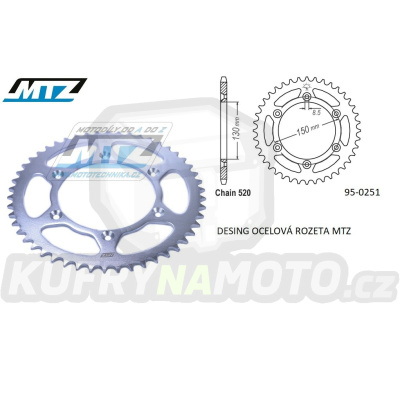 Rozeta ocelová (převodník) 0251-41zubů MTZ - Yamaha YZ125+YZ250+YZF250 +YZF400+YZF426+YZF450+YZF450X / 16-20 + TT-R230 / 05-20+WRF250N / 99-01+WRF250 / 07-20+WRF400 / 99-01+WRF426 / 01-02+WRF450 / 03-20