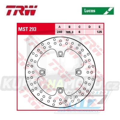 Kotouč brzdový TRW MST293 (240/105/4D) - Honda FJS400 Silverwing / 09-16 + FJS600 Silver wing / 03-16