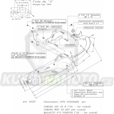 Výfuk Leo Vince Yamaha WHY 50 KAT air cooled 1998 > SITO LVKN1159-0597