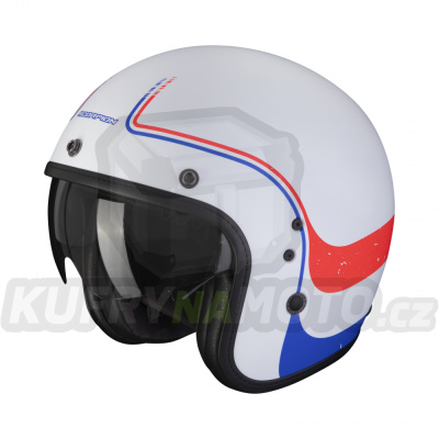 Moto přilba SCORPION BELFAST EVO SOUL matná bílo/modro/červená