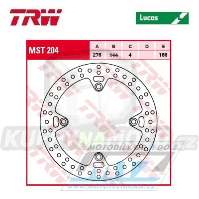 Kotouč brzdový TRW MST204 (276/144/4D) - kulatý design - Honda XRV750 Africa Twin / 90-03