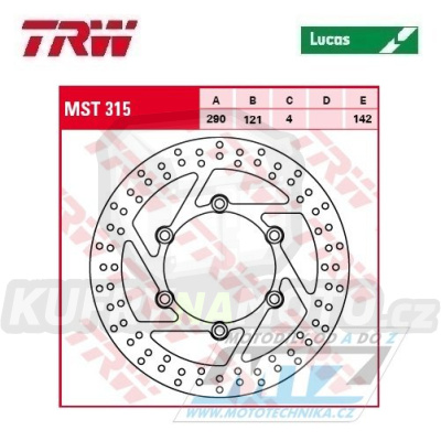 Kotouč brzdový TRW MST315 (290/121/6D) - Suzuki DR650SE / 96-20