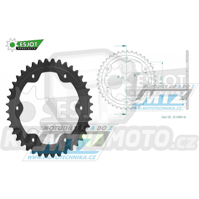 Rozeta ocelová (převodník) 0893-40zubů ESJOT 50-29050-40 - KTM 1290 Superduke / 14-15 + 1290 Superduke R / 16-20 + 1290 Superduke GT / 16-21