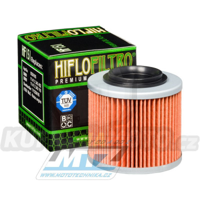 Filtr olejový HF151 (HifloFiltro) - Aprilia 650 Pegaso + ETX350+600 + Bimota 650 + BMW F650GS Dakar + G650GS+G650 Xchallenge+F650 Funduro + Bombardier DS650 + CCM 604 + Jawa 650+MuZ+KTM+Husqvarna+Rotax + Voge DS650 Valico