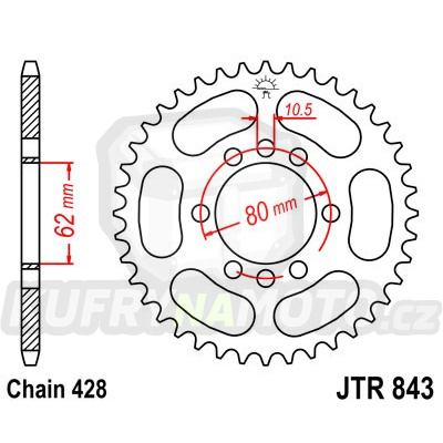 Řetězová rozeta JT JTR 843-53 53 zubů, 428