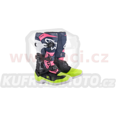 boty TECH 3S YOUTH, ALPINESTARS, dětské (černá/modrá/růžová/žlutá fluo)
