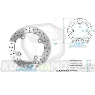 Kotouč brzdový (220/105/4D) - kulatý desing CLASSIC - Honda CBR125+CBR250 + CBR600+CBR900+CBR1000 + VTR250+VTR1000 + CB250F+CB400+CB600F Hornet+CRF250+XR650L+NSS250+FES250+TRX400 + Triumph 600+650+675+955 Daytona+600 Speed Four+675+900+955+1050 Speed