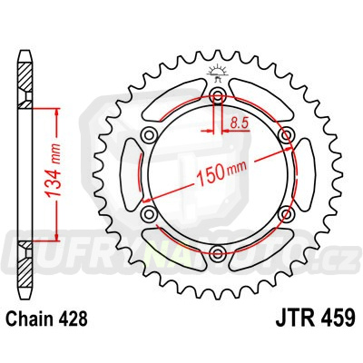 Řetězová rozeta JT JTR 459-52 52 zubů, 428