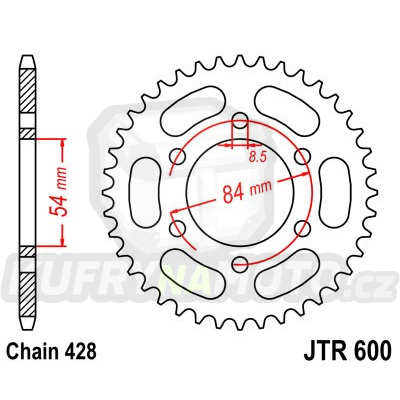 Řetězová rozeta JT JTR 600-52 52 zubů, 428