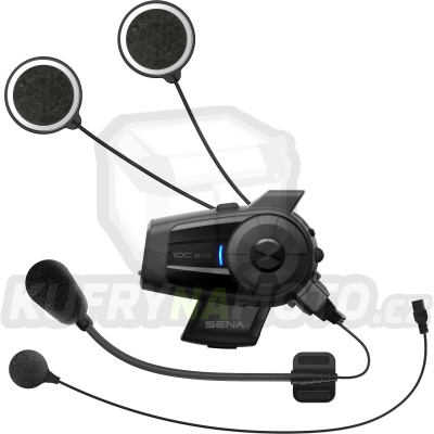 SENA interkom handsfree headset moto 10C-EVO BLUETOOTH 4.1 DO 1600M s kamerou ULTRA HD 4K, radio FM a universálním setem mikrofonů ( 1 set )