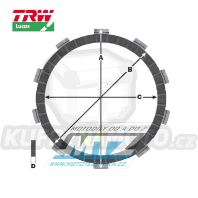 Lamely spojkové třecí (s obložením) Lucas MCC428-6 - Yamaha DT125