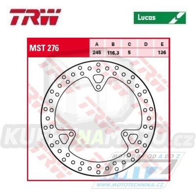 Kotouč brzdový TRW MST276 (245/116/3D) - Yamaha RA125X-Max / 17-18 + YP125X-Max / 14-16 + YP250X-Max / 10-16