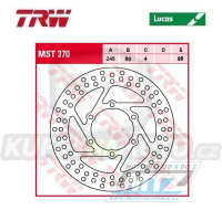 Kotouč brzdový TRW MST370 (245/80/6D) - Yamaha XQ125Maxster / 01-03 + MBK XQ125Thunder / 00-03