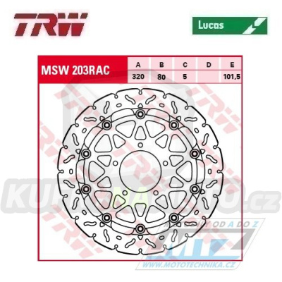 Kotouč brzdový plovoucí TRW MSW203RAC (320/80/5D) - zubatý design MV Agusta Brutale675+F3 + Brutale800+Rivale800+Stradale800+Tourismo800