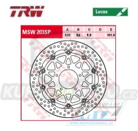 Kotouč brzdový plovoucí TRW MSW203SP (320/80/5D) - zubatý design MV Agusta Brutale675+F3 + Brutale800+Rivale800+Stradale800+Tourismo800