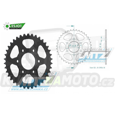 Rozeta ocelová (převodník) 29056-38zubů ESJOT 50-29056-38 - Royal Enfield Scram 411 / 22-23 + HIMALAYAN 411 / 16-22