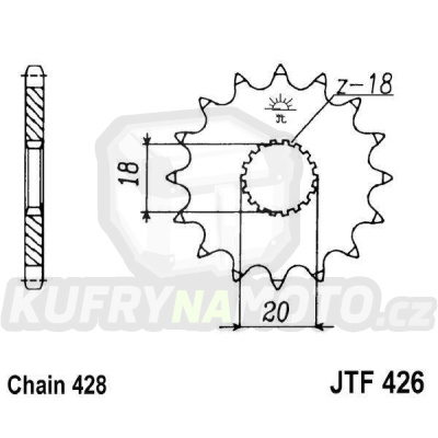 Řetězové kolečko JT JTF 426-14 14 zubů, 428