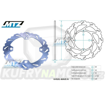 Kotouč brzdový MTZ nerezový - zubatý desing Wave - Honda CR125 / 89-97 + CR250 / 87-96 + CR500 / 89-01