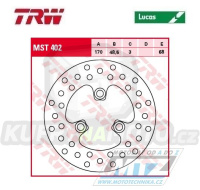 Kotouč brzdový TRW MST402 (170/48,5/3D) - Kawasaki KFX400 / 03-06 + Suzuki LTZ250 Quadracer + LTZ400QuadSport / 03