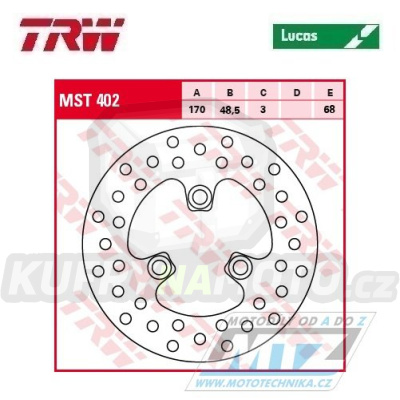 Kotouč brzdový TRW MST402 (170/48,5/3D) - Kawasaki KFX400 / 03-06 + Suzuki LTZ250 Quadracer + LTZ400QuadSport / 03