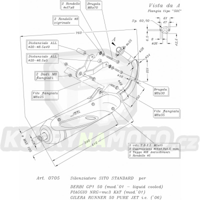 Výfuk Leo Vince Derbi GP1 50 liquid cooled 2001 - 2002 SITO LVKN88-0705