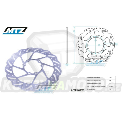 Kotouč brzdový MTZ nerezový - zubatý desing Wave - TM EN125+MX125+EN144+MX144+EN250+MX250+EN250F+MX250F+EN300+MX300+EN450F+MX450F+EN530F+MX530F