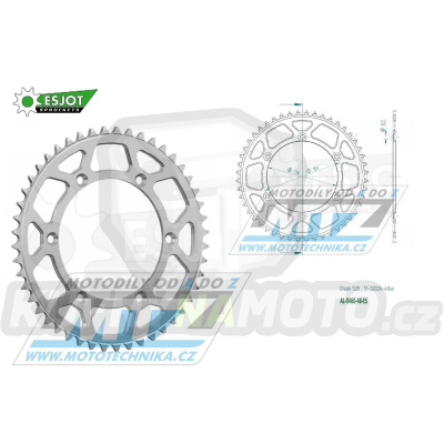 Rozeta řetězová (převodník) Dural 0460-48zubů ESJOT 51-32024-48 - barva stříbrná - Kawasaki KX125+KX250+KX500 +KXF250+KXF450+KDX175+KDX200+KDX220R+KDX250+KLX250R+KLX250 D-Tracker +KLX250+KLX250SF+KLX300+KLX450R+KLX650R + Suzuki RM-Z250