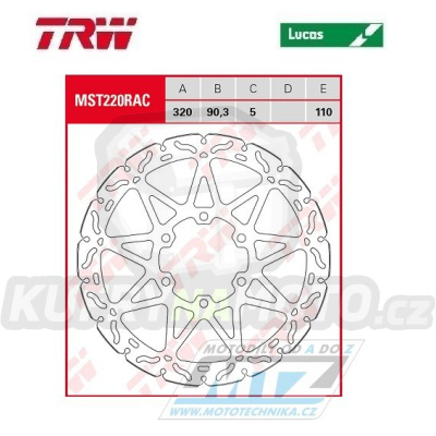 Kotouč brzdový TRW MST220 (320/90/6D) - zubatý design - KTM Duke390 / 17-20 + RC390 / 18-20