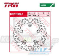 Kotouč brzdový TRW MST378RAC (240/108/5D) - KTM 690 Duke+790 Duke+890 Duke + 950 Supermoto+990 Supermoto+990 Superduke + Husqvarna 801 Svartpilen+801 Vitpilen+701 Svartpilen+701 Vitpilen