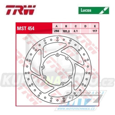 Kotouč brzdový TRW MST454 (256/101,3/6D) - Honda CRF250L / 13-20 + CRF250Rally / 17-20 + AJP