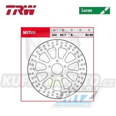 Kotouč brzdový TRW MST511 (300/56/5D) - Harley Davidson FLHR+FLHRC+FLHT1+FLHTC+FLHTCU+FLHX+FLTRU+FLTRX + FLD+FLHTCUL+FLHTK+FLTRXS1+FLHTKL+FLHX+FLHXS + FXBB+FXBR+FXFB+FLHTKSE1+FLFBS+FLHCS+FLHXSE+FLHTKSE