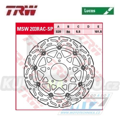 Kotouč brzdový plovoucí TRW MSW203RAC-SP (320/80/5D) - zubatý design MV Agusta Brutale675+F3 + Brutale800+Rivale800+Stradale800+Tourismo800