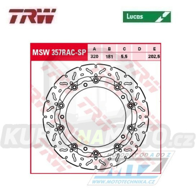 Kotouč brzdový plovoucí TRW MSW357RAC-SP (320/52,2/5D) - zubatý design - BMW S1000R / 13- + S1000RR / 09-18