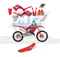 Polepy s potahem sedla (sada polepů a potah sedla Graphics) - Honda CR125+CR250 POLISPORT / 02-07 - typ polepů Replica Team HRC