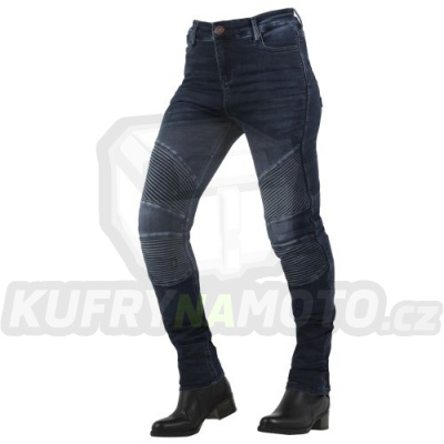 Dámské kevlarové moto kalhoty OVERLAP STRADALE WAXED JEANS tmavě modré