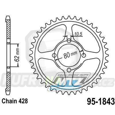 Rozeta ocelová (převodník) 1843-49zubů MTZ - Yamaha TTR125 / 02-04 + TT-R125 E / 05-10 + TT R125 L / 02-22