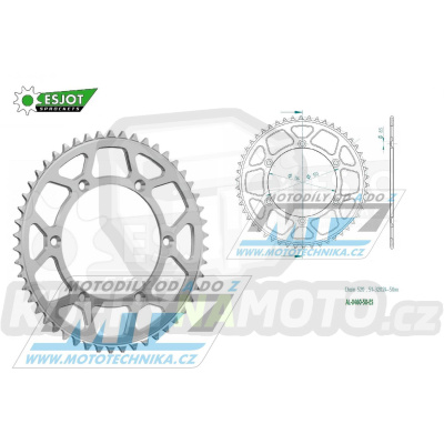 Rozeta řetězová (převodník) Dural 0460-50zubů ESJOT 51-32024-50 - barva stříbrná - Kawasaki KX125+KX250+KX500 +KXF250+KXF450+KDX175+KDX200+KDX220R+KDX250+KLX250R+KLX250 D-Tracker +KLX250+KLX250SF+KLX300+KLX450R+KLX650R + Suzuki RM-Z250