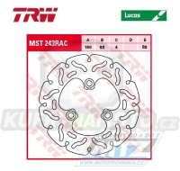 Kotouč brzdový TRW MST243RAC (190/58/3D) - zubatý design - Adly RS+SS+TB + CPI Aragon+Baby+Hussar+Mars+Oliver+Popcorn + Daelim Besbi+Hunter+Predator+ST50Paddock+Predator + Generic Cracker+Ideo+Sirion+XOR+XOR2 + Honda NH50+SGX50+SJ+SCV110Lead+CH125 +