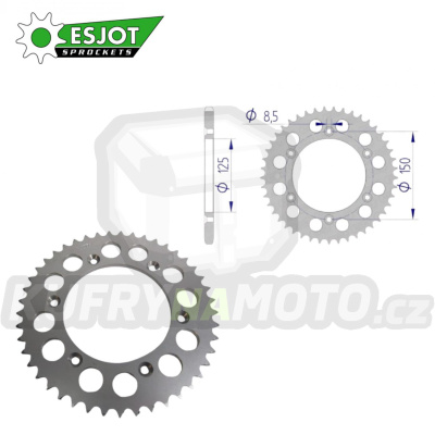 Rozeta řetězová (převodník) Dural 0897-39zubů ESJOT 72304-39 - barva stříbrná - KTM 125SX+ 250SXF+360EXC+400EXCF+300XC+450XCF+440MX+790 Adventure+620 EGS+690 Duke+125LC2 +350LC4+525SMR+690SMC + Husaberg TE250+FC350+FE450+FS450+ FX450 + Husqvarna